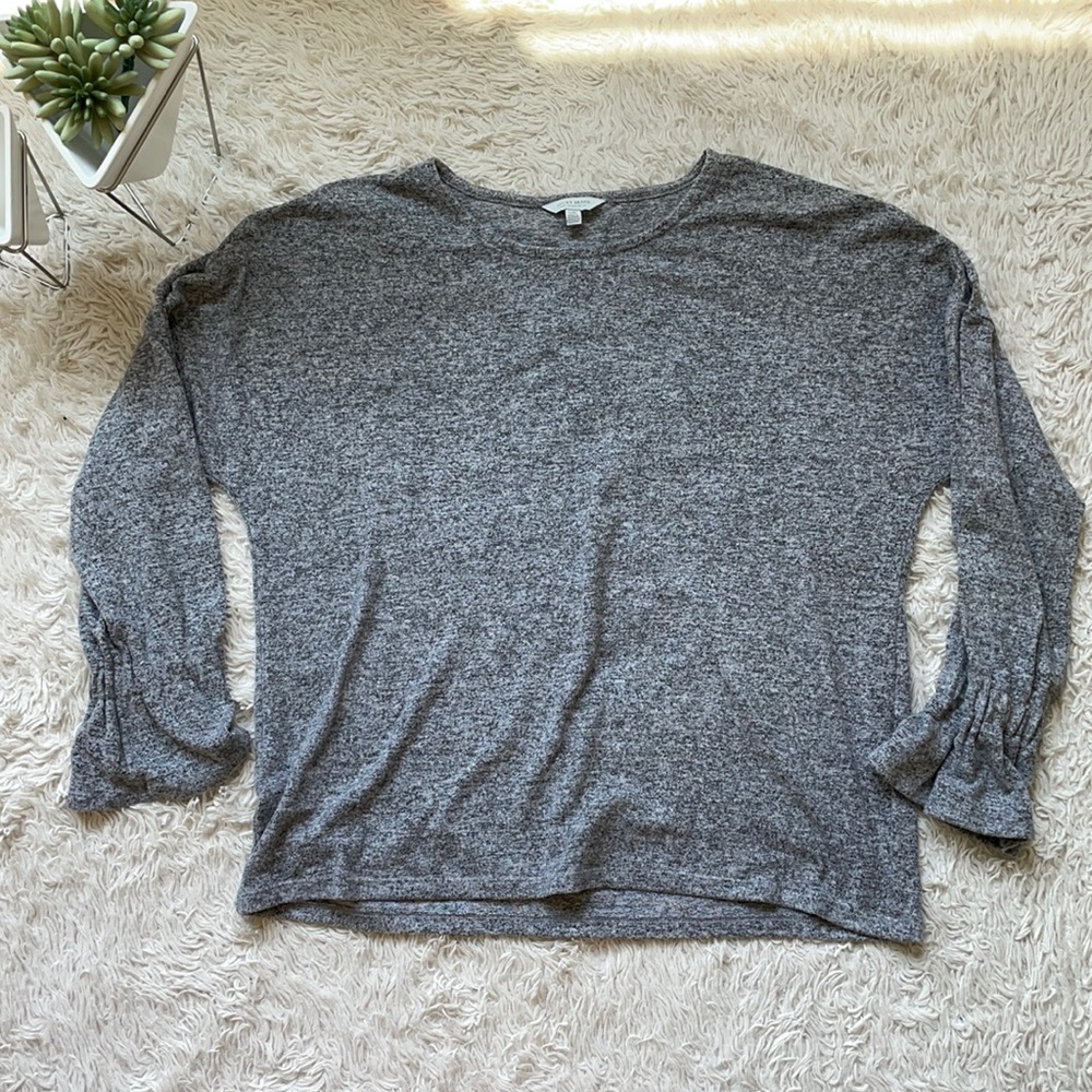 Lucky Brand Gray Top with Gathered Sleeve